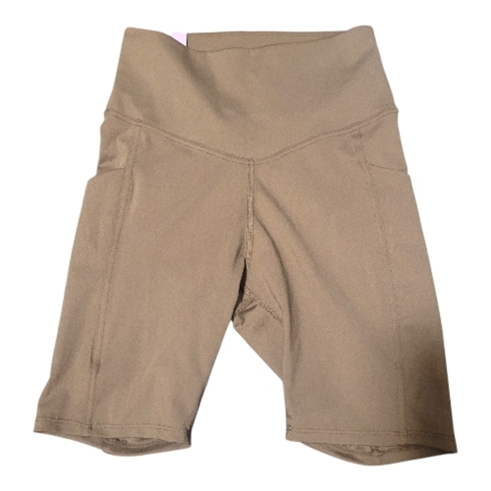 Danskin High Rise Bike Shorts Tan Cross Training Athleisure XS